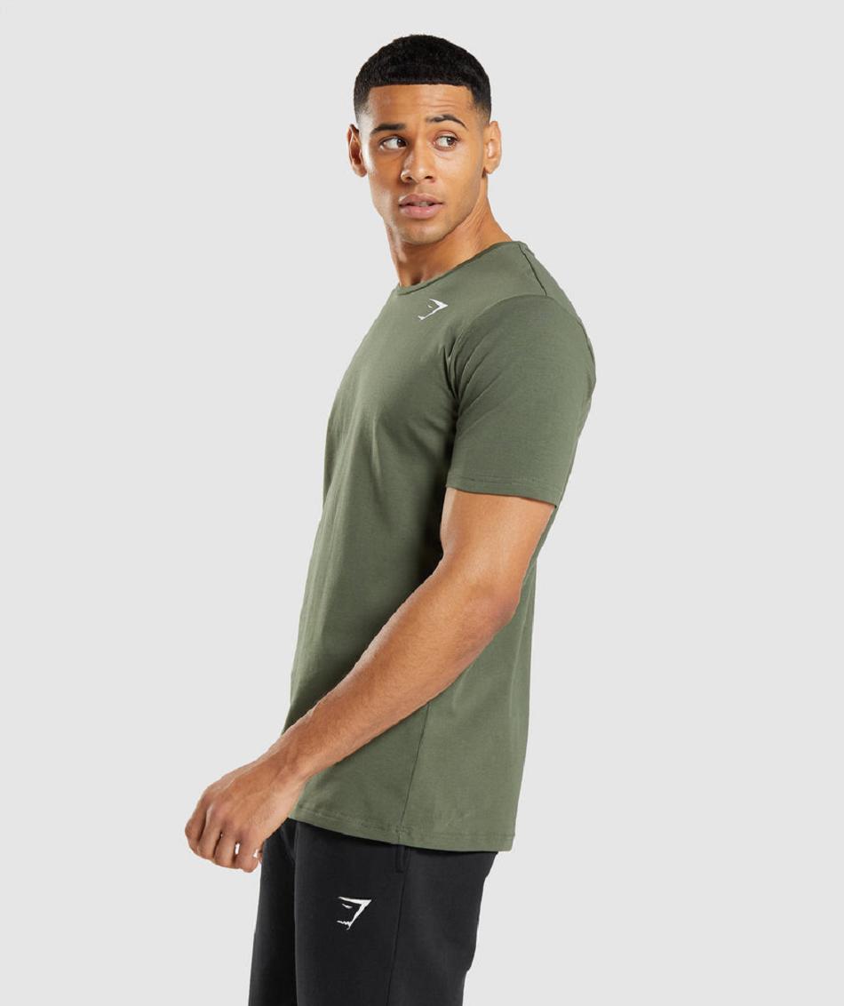 T Shirts Męskie Gymshark Essential Oliwkowe | PL 3913QMA